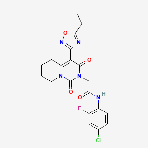 molecular formula C20H19ClFN5O4 B2677851 N-(4-chloro-2-fluorophenyl)-2-[4-(5-ethyl-1,2,4-oxadiazol-3-yl)-1,3-dioxo-5,6,7,8-tetrahydro-1H-pyrido[1,2-c]pyrimidin-2(3H)-yl]acetamide CAS No. 1775308-23-0