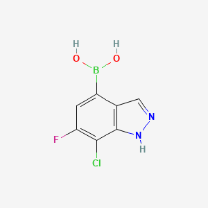 molecular formula C7H5BClFN2O2 B2677867 (7-氯-6-氟-1H-吲哚-4-基)硼酸 CAS No. 2304634-17-9