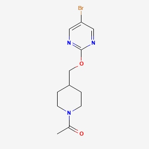 molecular formula C12H16BrN3O2 B2677868 1-[4-[(5-Bromopyrimidin-2-yl)oxymethyl]piperidin-1-yl]ethanone CAS No. 2380060-12-6