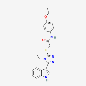 molecular formula C22H23N5O2S B2677888 N-(4-ethoxyphenyl)-2-((4-ethyl-5-(1H-indol-3-yl)-4H-1,2,4-triazol-3-yl)thio)acetamide CAS No. 852143-85-2