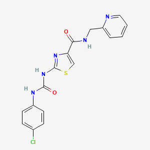 molecular formula C17H14ClN5O2S B2677909 2-(3-(4-chlorophenyl)ureido)-N-(pyridin-2-ylmethyl)thiazole-4-carboxamide CAS No. 941927-27-1