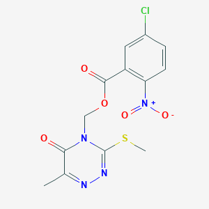 molecular formula C13H11ClN4O5S B2677912 (6-Methyl-3-methylsulfanyl-5-oxo-1,2,4-triazin-4-yl)methyl 5-chloro-2-nitrobenzoate CAS No. 877643-16-8