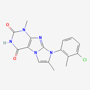 molecular formula C16H14ClN5O2 B2677914 8-(3-Chloro-2-methylphenyl)-1,7-dimethyl-1,3,5-trihydro-4-imidazolino[1,2-h]pu rine-2,4-dione CAS No. 879435-17-3