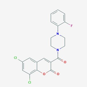 molecular formula C20H15Cl2FN2O3 B2677927 6,8-dichloro-3-(4-(2-fluorophenyl)piperazine-1-carbonyl)-2H-chromen-2-one CAS No. 682346-01-6