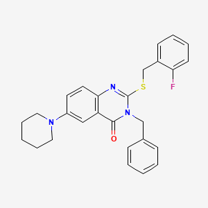 3-Benzyl-2-[(2-fluorophenyl)methylsulfanyl]-6-piperidin-1-ylquinazolin-4-one