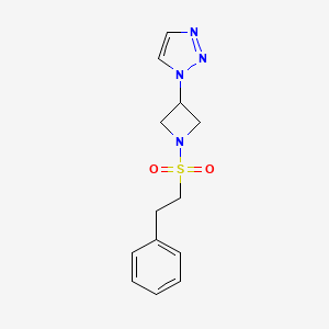 molecular formula C13H16N4O2S B2677933 1-(1-(苯乙基磺酰基)吖唑啉-3-基)-1H-1,2,3-三唑 CAS No. 2034380-71-5