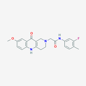 molecular formula C22H22FN3O3 B2677935 N-(3-fluoro-4-methylphenyl)-2-(8-methoxy-10-oxo-3,4-dihydrobenzo[b][1,6]naphthyridin-2(1H,5H,10H)-yl)acetamide CAS No. 1251688-42-2