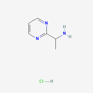 molecular formula C6H10ClN3 B2677936 1-(Pyrimidin-2-yl)ethanamine hydrochloride CAS No. 1616809-52-9