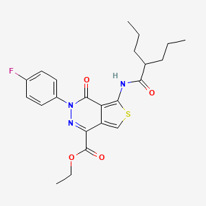 molecular formula C23H26FN3O4S B2677939 乙酸3-(4-氟苯基)-4-氧代-5-(2-丙基戊酰胺基)-3,4-二氢噻吩并[3,4-d]吡啶-1-甲酸酯 CAS No. 851948-89-5