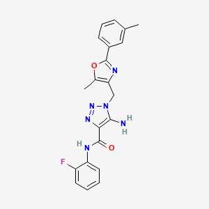 molecular formula C21H19FN6O2 B2677940 5-amino-N-(2-fluorophenyl)-1-{[5-methyl-2-(3-methylphenyl)-1,3-oxazol-4-yl]methyl}-1H-1,2,3-triazole-4-carboxamide CAS No. 1112307-57-9