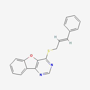 molecular formula C19H14N2OS B2677947 4-(肉桂基硫基)苯并呋喃[3,2-d]嘧啶 CAS No. 851130-45-5