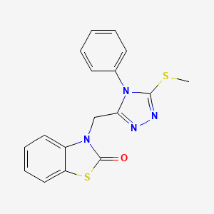 molecular formula C17H14N4OS2 B2677952 3-[(5-Methylsulfanyl-4-phenyl-1,2,4-triazol-3-yl)methyl]-1,3-benzothiazol-2-one CAS No. 847400-99-1