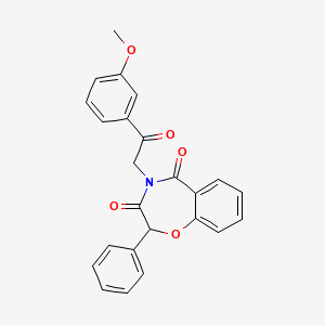 molecular formula C24H19NO5 B2677953 4-(2-(3-甲氧基苯基)-2-氧代乙基)-2-苯基苯并[f][1,4]噁唑-3,5(2H,4H)-二酮 CAS No. 903192-23-4