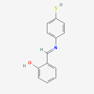 molecular formula C13H11NOS B2677956 2-[(1E)-[(4-sulfanylphenyl)imino]methyl]phenol CAS No. 2044960-70-3