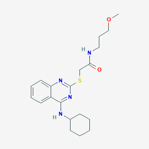 molecular formula C20H28N4O2S B2677962 2-((4-(cyclohexylamino)quinazolin-2-yl)thio)-N-(3-methoxypropyl)acetamide CAS No. 688355-15-9