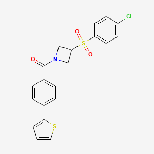 molecular formula C20H16ClNO3S2 B2677967 (3-((4-Chlorophenyl)sulfonyl)azetidin-1-yl)(4-(thiophen-2-yl)phenyl)methanone CAS No. 1448052-16-1