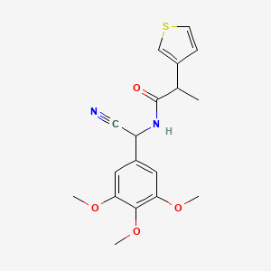 molecular formula C18H20N2O4S B2677983 N-[Cyano-(3,4,5-trimethoxyphenyl)methyl]-2-thiophen-3-ylpropanamide CAS No. 2224448-40-0