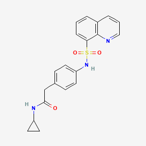 molecular formula C20H19N3O3S B2677984 N-Cyclopropyl-2-[4-(quinoline-8-sulfonamido)phenyl]acetamide CAS No. 1210767-24-0