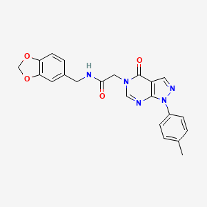 molecular formula C22H19N5O4 B2677989 N-(1,3-benzodioxol-5-ylmethyl)-2-[1-(4-methylphenyl)-4-oxopyrazolo[3,4-d]pyrimidin-5-yl]acetamide CAS No. 863446-81-5