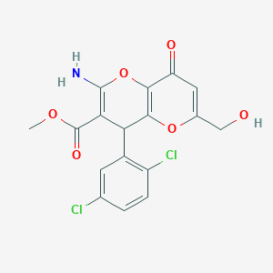 molecular formula C17H13Cl2NO6 B2677994 Methyl 2-amino-4-(2,5-dichlorophenyl)-6-(hydroxymethyl)-8-oxo-4,8-dihydropyrano[3,2-b]pyran-3-carboxylate CAS No. 898921-20-5