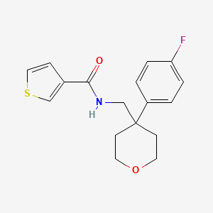 molecular formula C17H18FNO2S B2677997 N-((4-(4-fluorophenyl)tetrahydro-2H-pyran-4-yl)methyl)thiophene-3-carboxamide CAS No. 1251576-95-0