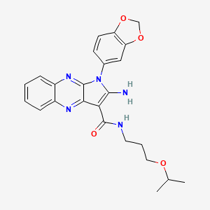 molecular formula C24H25N5O4 B2678002 2-amino-1-(benzo[d][1,3]dioxol-5-yl)-N-(3-isopropoxypropyl)-1H-pyrrolo[2,3-b]quinoxaline-3-carboxamide CAS No. 847366-36-3
