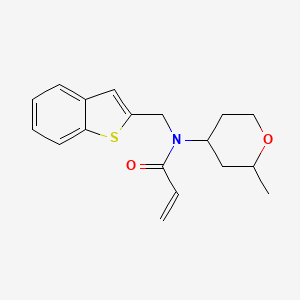 molecular formula C18H21NO2S B2678003 N-(1-Benzothiophen-2-ylmethyl)-N-(2-methyloxan-4-yl)prop-2-enamide CAS No. 2411305-94-5