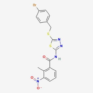 molecular formula C17H13BrN4O3S2 B2678013 N-(5-((4-溴苯甲基)硫代-1,3,4-噻二唑-2-基)-2-甲基-3-硝基苯甲酰胺 CAS No. 391874-65-0