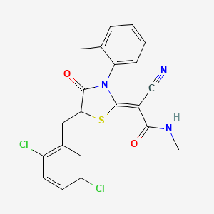 (Z)-2-cyano-2-(5-(2,5-dichlorobenzyl)-4-oxo-3-(o-tolyl)thiazolidin-2-ylidene)-N-methylacetamide