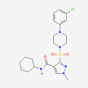 3-[4-(3-chlorophenyl)piperazin-1-yl]sulfonyl-N-cyclohexyl-1-methylpyrazole-4-carboxamide
