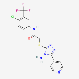 molecular formula C16H12ClF3N6OS B2678024 2-{[4-amino-5-(pyridin-4-yl)-4H-1,2,4-triazol-3-yl]sulfanyl}-N-[4-chloro-3-(trifluoromethyl)phenyl]acetamide CAS No. 585555-51-7