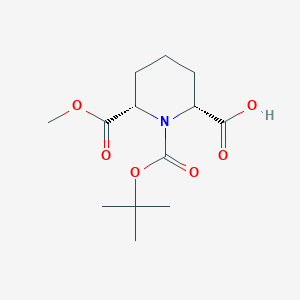 molecular formula C13H21NO6 B2678029 (2R,6S)-6-Methoxycarbonyl-1-[(2-methylpropan-2-yl)oxycarbonyl]piperidine-2-carboxylic acid CAS No. 2490322-80-8