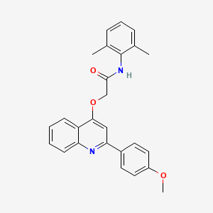 molecular formula C26H24N2O3 B2678036 N-(2,6-dimethylphenyl)-2-((2-(4-methoxyphenyl)quinolin-4-yl)oxy)acetamide CAS No. 1114658-20-6