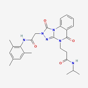 molecular formula C26H30N6O4 B2678048 N-[6-({[(2,4-dimethylphenyl)amino]carbonyl}amino)-4-methoxy-1,3-benzothiazol-2-yl]benzenesulfonamide CAS No. 1112434-25-9