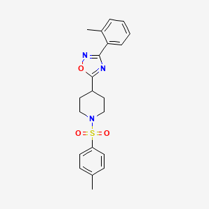 molecular formula C21H23N3O3S B2678050 3-(o-Tolyl)-5-(1-tosylpiperidin-4-yl)-1,2,4-oxadiazole CAS No. 946237-75-8
