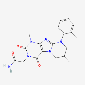 molecular formula C19H22N6O3 B2678054 2-[1,7-dimethyl-9-(2-methylphenyl)-2,4-dioxo-7,8-dihydro-6H-purino[7,8-a]pyrimidin-3-yl]acetamide CAS No. 876901-32-5