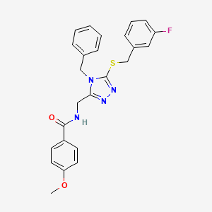 N-((4-benzyl-5-((3-fluorobenzyl)thio)-4H-1,2,4-triazol-3-yl)methyl)-4-methoxybenzamide