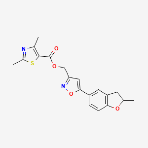 molecular formula C19H18N2O4S B2678059 (5-(2-Methyl-2,3-dihydrobenzofuran-5-yl)isoxazol-3-yl)methyl 2,4-dimethylthiazole-5-carboxylate CAS No. 1203361-34-5