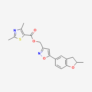 molecular formula C19H18N2O4S B2678059 (5-(2-甲基-2,3-二氢苯并呋喃-5-基)异噁唑-3-基)甲基-2,4-二甲基噻唑-5-甲酸酯 CAS No. 1203361-34-5