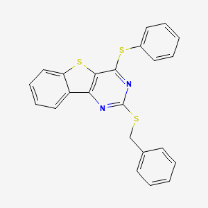 molecular formula C23H16N2S3 B2678066 2-(Benzylsulfanyl)-4-(phenylsulfanyl)[1]benzothieno[3,2-d]pyrimidine CAS No. 478030-00-1