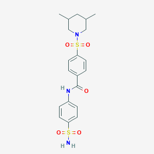 molecular formula C20H25N3O5S2 B2678067 4-(3,5-二甲基哌啶-1-基)磺酰-N-(4-磺酰氨基苯基)苯甲酰胺 CAS No. 392324-13-9