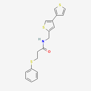 molecular formula C18H17NOS3 B2678068 N-({[3,3'-bithiophene]-5-yl}methyl)-3-(phenylsulfanyl)propanamide CAS No. 2380063-91-0