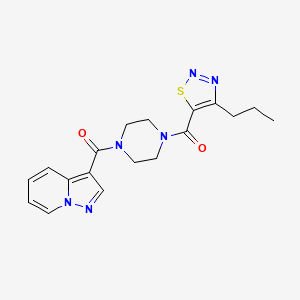molecular formula C18H20N6O2S B2678074 (4-丙基-1,2,3-噻二唑-5-基)(4-(嘧啶并[1,5-a]吡啶-3-基)甲酰基哌嗪-1-基)甲酮 CAS No. 1396851-54-9