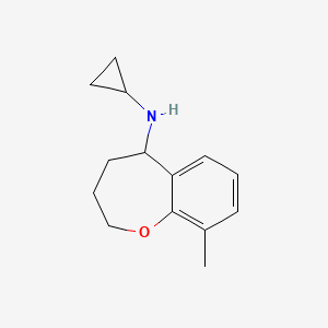 molecular formula C14H19NO B2678076 N-环丙基-9-甲基-2,3,4,5-四氢-1-苯并氧杂吲哚-5-胺 CAS No. 1153407-10-3