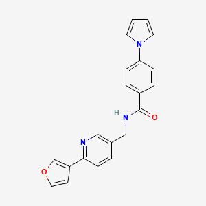 molecular formula C21H17N3O2 B2678089 N-((6-(furan-3-yl)pyridin-3-yl)methyl)-4-(1H-pyrrol-1-yl)benzamide CAS No. 2177366-38-8
