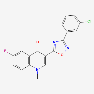 molecular formula C18H11ClFN3O2 B2678102 3-(3-(3-chlorophenyl)-1,2,4-oxadiazol-5-yl)-6-fluoro-1-methylquinolin-4(1H)-one CAS No. 1081134-83-9