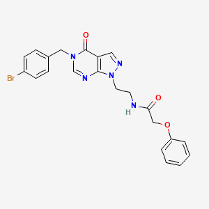 molecular formula C22H20BrN5O3 B2678113 N-(2-(5-(4-溴苯甲基)-4-氧代-4,5-二氢-1H-嘧啶并[3,4-d]嘧啶-1-基)乙基)-2-苯氧基乙酰胺 CAS No. 922110-46-1