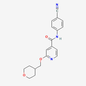 molecular formula C19H19N3O3 B2678114 N-(4-氰基苯基)-2-((四氢-2H-吡喃-4-基)甲氧基)异烟酰胺 CAS No. 2034243-63-3