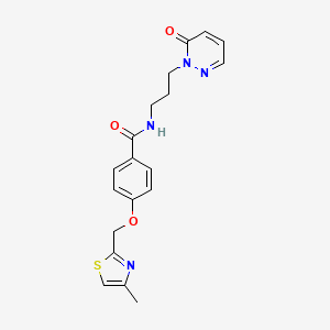 molecular formula C19H20N4O3S B2678117 4-((4-甲基噻唑-2-基)甲氧基)-N-(3-(6-氧代吡啶并[1,6H]-基)丙基)苯甲酰胺 CAS No. 1251635-15-0