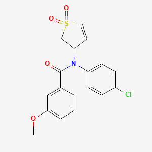 molecular formula C18H16ClNO4S B2678122 N-(4-chlorophenyl)-N-(1,1-dioxido-2,3-dihydrothiophen-3-yl)-3-methoxybenzamide CAS No. 863007-32-3